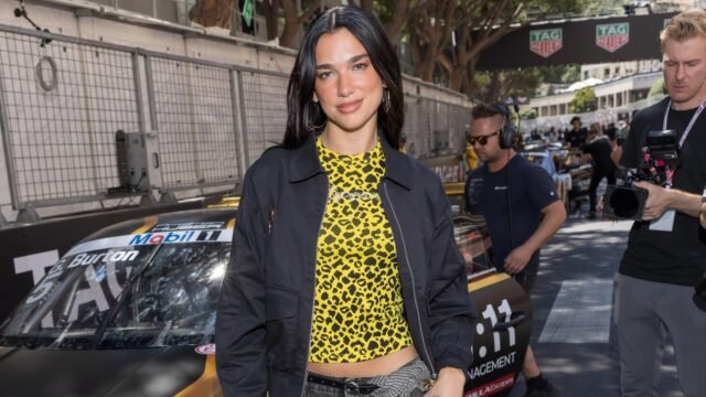 Dua Lipa Wows In Yellow Leopard Print Top mientras lidera las celebridades de la lista A en Monaco Grand Prix
