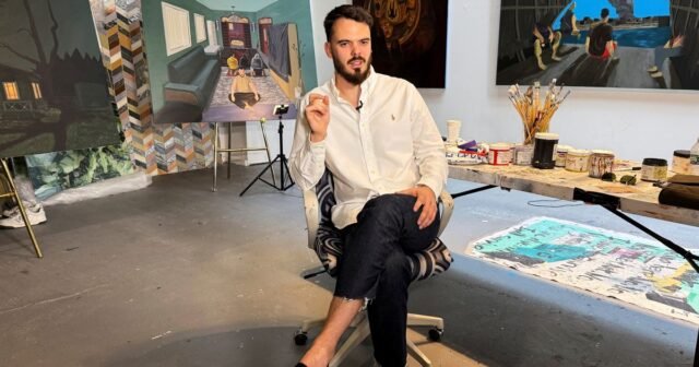 Liberado del cautiverio de Hamas, el ex rehén cuenta su historia a través de sus pinturas
