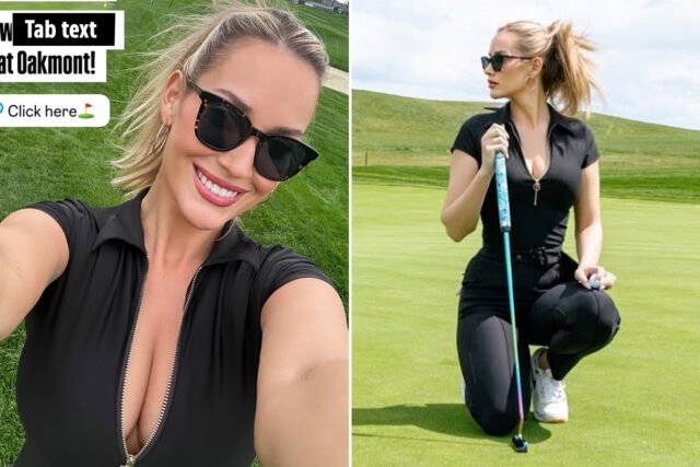 'No creerás ...' - Paige Spiranac aturde en la parte superior negra de corte bajo a medida que se pone en marcha el campeonato de PGA
