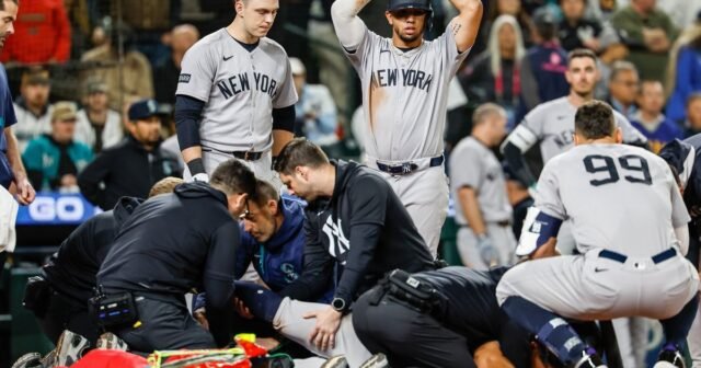 Oswaldo Cabrera de los Yankees sufre una horrible lesión en la pierna contra los marineros, se va en ambulancia
